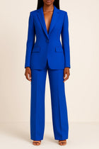 Notched Lapel Straight-Leg Trousers Woven Suit Set
