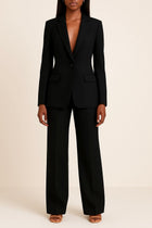 Notched Lapel Straight-Leg Trousers Woven Suit Set